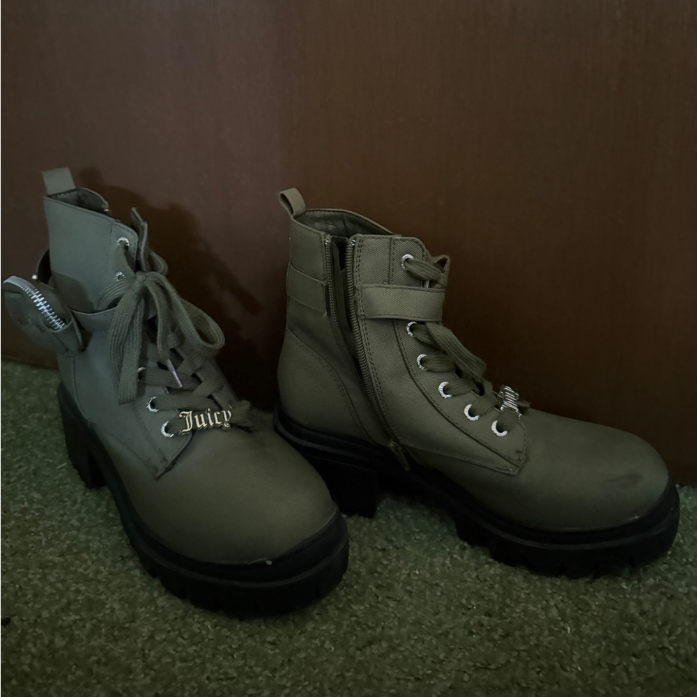 Juicy Couture Women's Olive Combat Boots